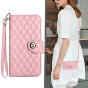 Motorola Moto G32 Case, Wallet Magnetic Cover Shoulder Neck Crossbody Lanyard Wrist Strap Case for Motorola Moto G32