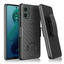 For Motorola Moto 5G 2024 Case with Belt Clip Holster, Heavy Duty Shockproof Rugged Cell Phone Case Shell Combo Full Protective Kickstand Cover for Moto G 5G 2024 - Black