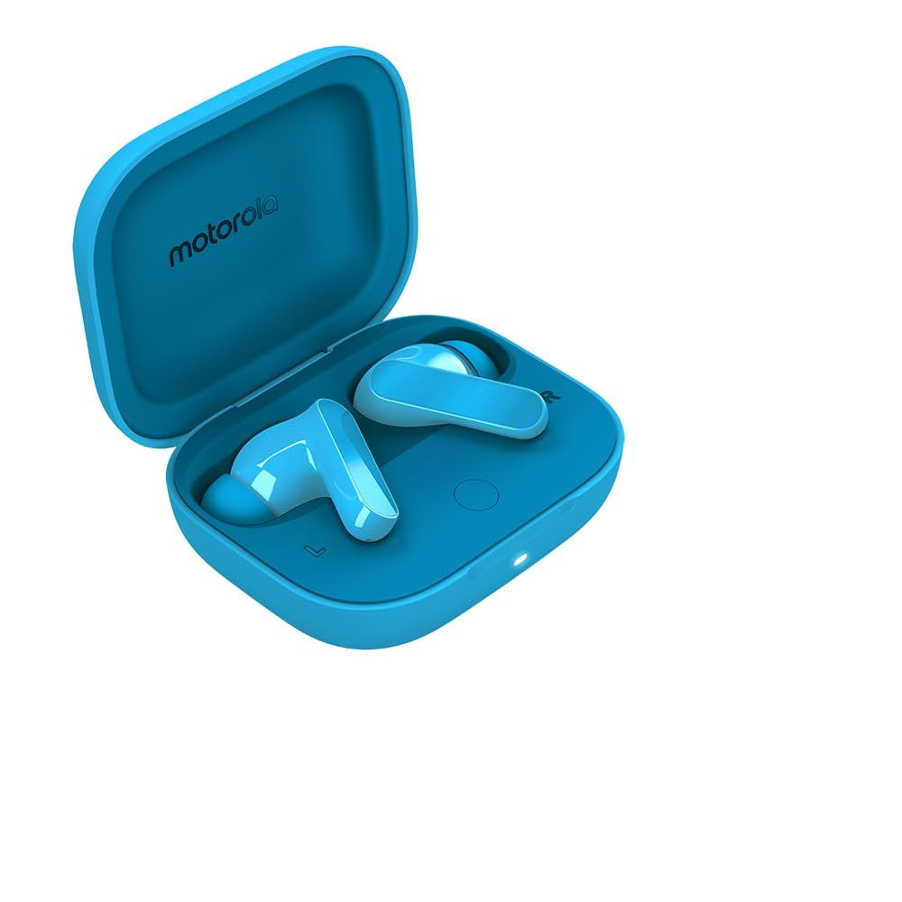 Motorola Moto Buds Bass XT2443-1 Dynamic ANC, Triple Microphone Array, Bluetooth 5.3, IP54 Water & Dust Resistant, Dolby Atmos Audio - Blue Jewel
