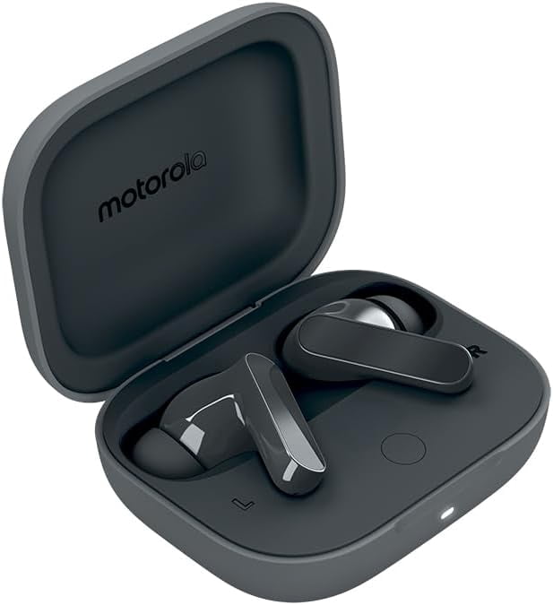 Motorola Moto Buds Bass XT2443-1 Dynamic ANC, Triple Microphone Array, Bluetooth 5.3, IP54 Water & Dust Resistant, Dolby Atmos Audio (Dark Shadow)
