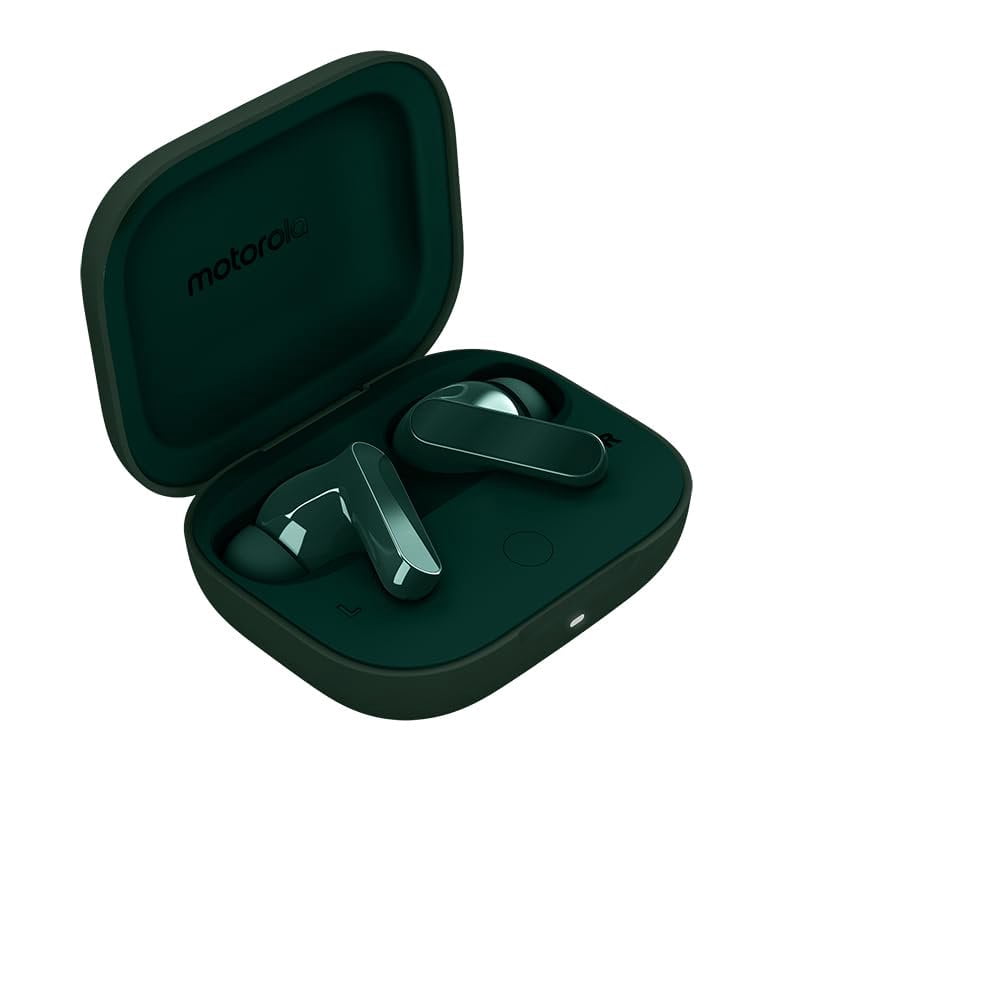 Motorola Moto Buds Bass XT2443-1 Dynamic ANC, Triple Microphone Array, Bluetooth 5.3, IP54 Water & Dust Resistant, Dolby Atmos Audio - Posy Green