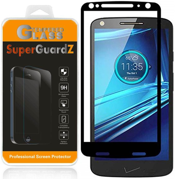 For Motorola Moto Droid Turbo 2 - SuperGuardZ Full Cover Tempered Glass Screen Protector, Edge-To-Edge, 9H, Anti-Scratch, Anti-Bubble, Anti-Fingerprint