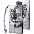 thumbnail image 1 of for Motorola Moto E13 Wallet Case with Card Slot Holder Kickstand - Lovely Colorful Pattern PU Leather Flip Phone Case Cover for Motorola Moto E13 Dog Husky, 1 of 17