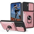 thumbnail image 1 of for Motorola Moto E22 4G Case with Slide Camera Cover, Heavy Duty Protective with Ring Kickstand & Card Holder Cell Phone Case for Motorola E22 4G /E22i 4G LJK Rose Gold, 1 of 10