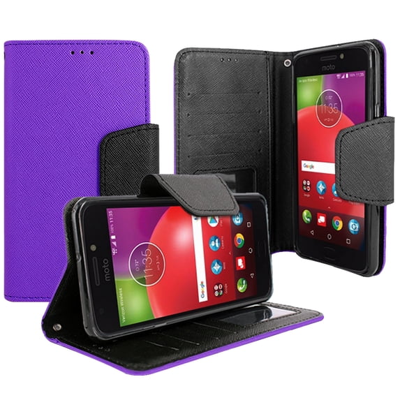 Motorola Moto E4 / XT1767 Magnetic flap Streak Leather Wallet Pouch Case Cover