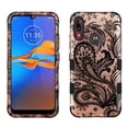 thumbnail image 1 of Motorola Moto E6 PLUS Phone Case Hybrid Armor [Military Grade] Dual Layer Rugged Rubber TPU Shockproof Defender Protective Cover 2D Design Lace Flower Paisley Phoenix Floral for Motorola Moto E6 Plus, 1 of 2