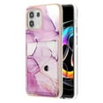 thumbnail image 1 of For Motorola Moto Edge 20 Lite Marble Patterned Case with Card Holder, Back Folio Kickstand PU Leather + Soft Crystal Bumper Edge, Magnetic Clasp Back Cover For Motorola Moto Edge 20 Lite,Darkpurple, 1 of 6