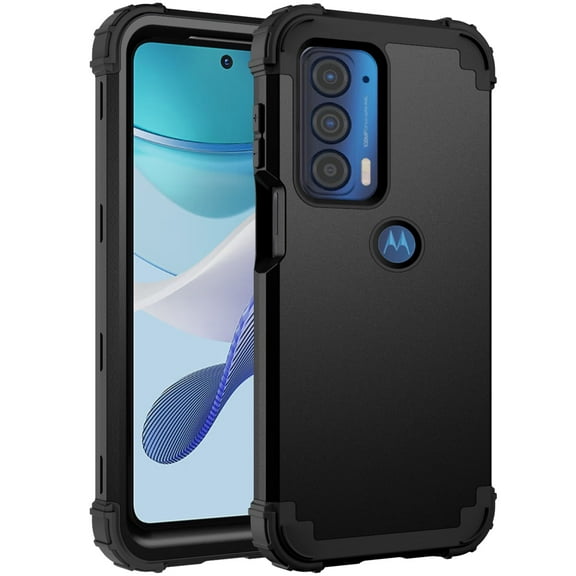 For Motorola Moto Edge 2021, Slim Dual Layer 3 in 1 Heavy Duty Protection Hybrid Hard PC Soft Silicone Rugged Bumper Anti Slip Full-Body Protective Cases For Motorola Moto Edge 2021, Black