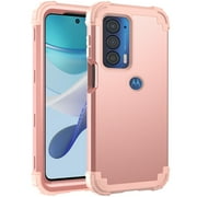 For Motorola Moto Edge 2021, Slim Dual Layer 3 in 1 Heavy Duty Protection Hybrid Hard PC Soft Silicone Rugged Bumper Anti Slip Full-Body Protective Cases For Motorola Moto Edge 2021, Rosegold