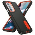 thumbnail image 1 of for Motorola Moto Edge 30 Pro Case Kickstand Durable 3-Layer Military Grade Protective Cover Hybrid Silicone Heavy Duty Rugged Shockproof Screen Lip Raised Protection Cover,Black+Orange, 1 of 8