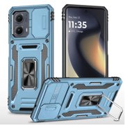 For Motorola Moto Edge 5G 2024 Hybrid Case with Rotation Ring Stand Shockproof & Camera Window TPU Armor Dropproof Cover ,Xpm Phone Case [ Light Blue ]