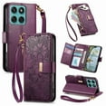 thumbnail image 1 of For Motorola Moto Edge 60 5G Wallet Case with Card,PU Leather Phone Case Flip Protective Cover Wrist Strap Zipper Credit Card Slots Magnetic Snap Protective Cover,Purple, 1 of 7