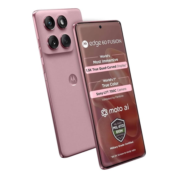 Motorola Moto Edge 60 Fusion 5G Ai Compatible with Tmobile Mint Tello & Global 256GB+8GB NFC 50MP Triple Cam Dual Sim 6.67" Curved XT2503-1 Latino American Version Zephyr Rose
