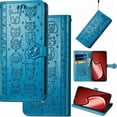 thumbnail image 1 of for Motorola Moto G (2022) Phone Leather Case, Relief Cartoon Cat Dog Folio Flip Cover, Card Holder Cash Slot, Magnetic Cute Cat Paw Clasp, Hand Wrist Strap, Stand Support, 1 of 8