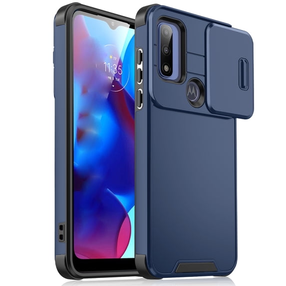 for Motorola Moto G (2023) Case, Slide Camera Cover Protector Military Grade Non-Slip Anti-fall Anti-scratch Drop Proof Shockproof Protective Hybrid Bumper Phone Case,Blue
