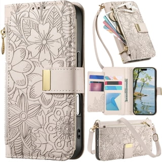 for Motorola Moto G (2025) Leather Phone Case Zipper Wallet Handbag, Embossed Floral Folio Flip Cover Kickstand, 2 Layer Card Slot Cash Holder, Magnetic Buckle, Shoulder Wrist Strap
