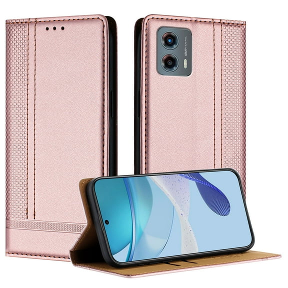 for Motorola Moto G (2025) Wallet Case with RFID Blocking Credit Card Slots, Luxury PU Leather Purse Cover with Flip Kickstand Shockproof Protective Case for Motorola Moto G (2025), Rosegold