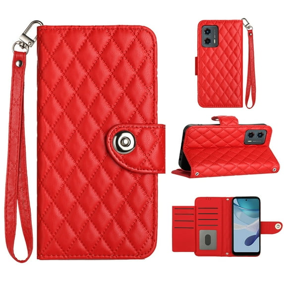 for Motorola Moto G 5G 2023 Wallet Case, Elegant Card Holder Cash Slot PU Leather Kickstand Wrist Strap Wallet Shockproof Protective Flip Women Girls Case Cover for Moto G 5G 2023, Red