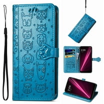 for Motorola Moto G 5G 2024 Case, Premium PU Leather Wallet Case [Cat & Dog & Flowers Embossed] Card Slots Kickstand Magnetic Closure Flip Case Cover for Moto G 5G 2024, Blue