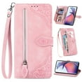 thumbnail image 1 of for Motorola Moto G 5G 2024 Case for Women,Cute Wallet Case with Zipper Pocket Purse Flower Embossed PU Leather Card Slots Wrist Strap Flip Folio Protective Phone Cover for Moto G 5G 2024, Pink, 1 of 6
