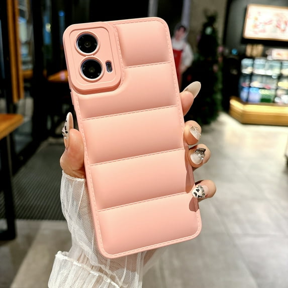 for Motorola Moto G 5G (2024) Down Jacket Case, Fashion Shockproof Liquid Silicone Puffer Cover, Corners Portection Soft Flexible TPU Phone Case for Motorola Moto G 5G (2024) 6.6 inch, Pink