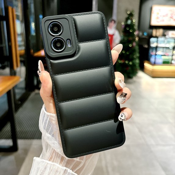 for Motorola Moto G 5G (2024) Down Jacket Case, Fashion Shockproof Liquid Silicone Puffer Cover, Corners Portection Soft Flexible TPU Phone Case for Motorola Moto G 5G (2024) 6.6 inch, Black