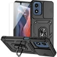 thumbnail image 1 of for Motorola Moto G 5G 2024 / Moto G Play 5G 2024 Case with Camera Lens Cover HD Screen Protector, Dual Layer -Grade Drop Tested  Ring Holder Kickstand Protective Phone Case (Black), 1 of 9
