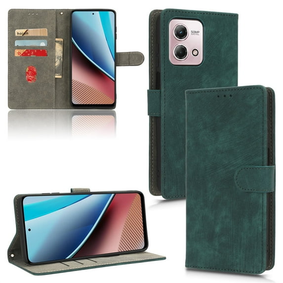 for Motorola Moto G 5G 2024 Wallet Case with RFID Blocking Credit Card Holder, PU Leather Wrist Strap Flip Kickstand Shockproof Cover Women Men for Moto G 5G 2024, Green