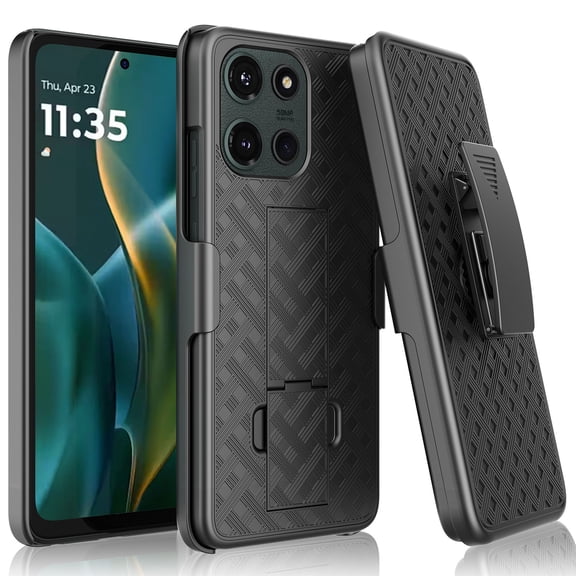 For Motorola Moto G 5G 2025 Case, Moto G 5G 2025 Belt Clip Holster Case Shell Combo with Kickstand, Heavy Duty Shockproof Full Body Protective Rugged Phone Case Cover for Moto G 5G 2025 - Black