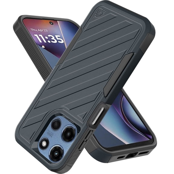 For Motorola Moto G 5G 2025 Hybrid lined shockproof dual layer Rugged 2in1 Hard PC & Silicone TPU Non Slip Textured Tough Armor Cover, XPM Phone Case [Blue]