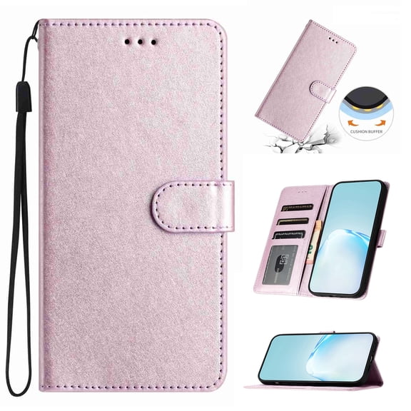 for Motorola Moto G 5G 2025 Wallet Case, Faux Leather Flip Folio Phone Cover with Card Slots Kickstand Magnetic Clasp Wrist Strap Slim Lightweight Shockproof Protective Phone Case, Purple