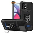 thumbnail image 1 of For Motorola Moto G 5G 2025 Wallet Case with Slide Camera Protector, Credit Card Slot, Ring Sand, Magnetic Car Mount Phone Case Cover by Xpression, Black, 1 of 10