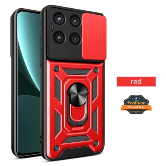 For Motorola Moto G 5G 2026 / Moto G Play 2026 Hybrid Shockproof, Built-in Sliding Camera Lens Protection with Magnetic Finger Ring Stand Holder Phone Case Cover by Xpression, Red