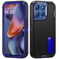 thumbnail image 1 of For Motorola Moto G 5G /Moto G 2025 Hybrid 3 Layers Hard 3in1 Shockproof with Kickstand Heavy Duty Hard TPU Rubber Anti-Drop Cover, XPM Phone Case [Black / Blue], 1 of 11