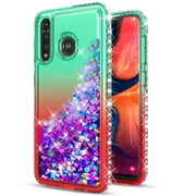 STARSHOP Motorola Moto G Fast Case, with [Tempered Glass Protector Included] Liquid Floating Glitter Quicksand Bling with Spot Diamond Cover - Green/Red