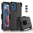 thumbnail image 1 of For Motorola Moto G Play 2024 6.5" Case,Heavy Duty Rugged Defender Case with [Belt Clip Holster] [Built in Screen Protecotr], Shockproof Full Body Protection Kickstand Cover, Black, 1 of 8