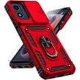 thumbnail image 1 of for Motorola Moto G Play 2024 Case with Slide Camera Cover HD Screen Protector [ Grade Drop Tested]  Ring Holder Kickstand Protective Phone Case for Moto G Play 4G 2024, Red, 1 of 9