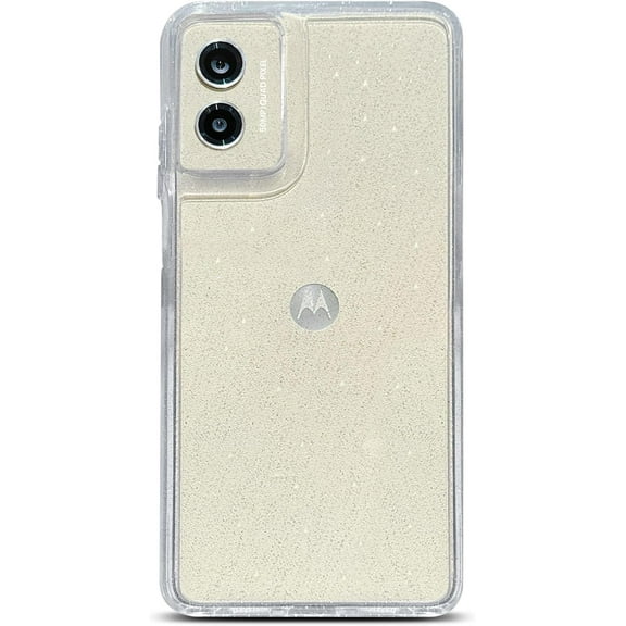 for Motorola Moto G Play 4G 2024 Case 6.5" Bling Glitter Clear Shiny Sparkle Transparent Anti Slip Yellowing Resistant Military Grade Shockproof Protect Soft Phone Cover for Women Men (White)