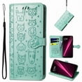 thumbnail image 1 of for Motorola Moto G Play 4G 2024 Case, Premium PU Leather Wallet Case [Cat & Dog & Flowers Embossed] Card Slots Kickstand Magnetic Closure Flip Case Cover for Moto G Play 4G 2024, Green, 1 of 5
