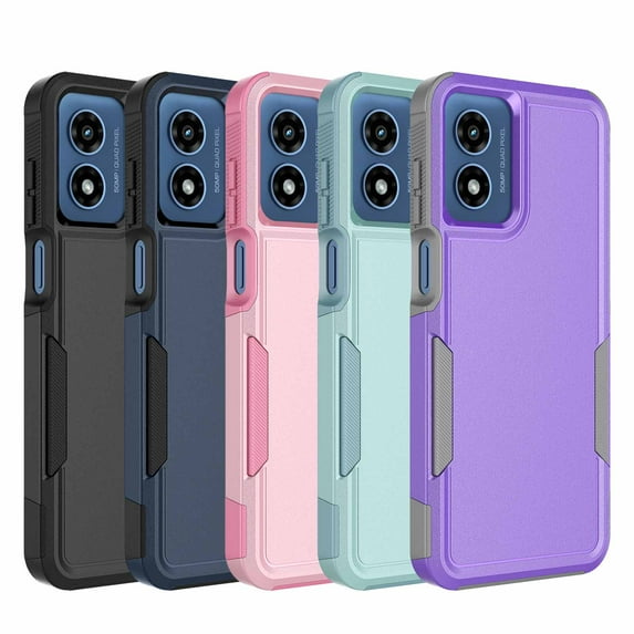 For Motorola Moto G Play 4G 2024 Case,Sturdy Durable Cover Cute Bumper Case for Moto G Play 4G 2024,Njjex Military Grade Protection Dual Layer Shockproof Heavy Duty Rugged Phone Case - Purple