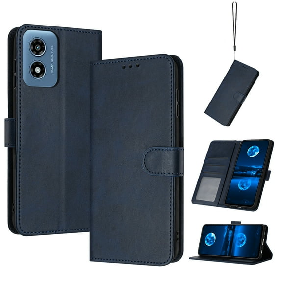 for Motorola Moto G Play 4G 2024 with RFID Blocking Wallet case Credit Card Holder,Flip Book PU Leather Phone case Shockproof Rugged Cover Women Men for Motorola Moto G Play 4G 2024,Darkblue