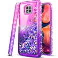 thumbnail image 1 of Motorola Moto G Power 2021 Case,  with [Tempered Glass Protector Included] Liquid Floating Glitter Quicksand Bling with Spot Diamond Cover - Pink/Purple, 1 of 8