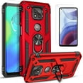 thumbnail image 1 of Motorola Moto G Power 2021 Case,  With [Tempered Glass Screen Protector Included], STARSHOP Drop Protection Ring Kickstand Cover- Red, 1 of 7