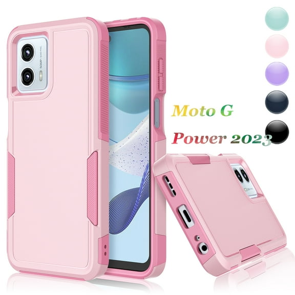 For Motorola Moto G Power 2023 Phone Case,2 in 1 Hard PC Phone Case for Moto G Power 2023 6.5", Njjex Rubber & Rugged Shockproof Full Body Protection Case Cover - Pink