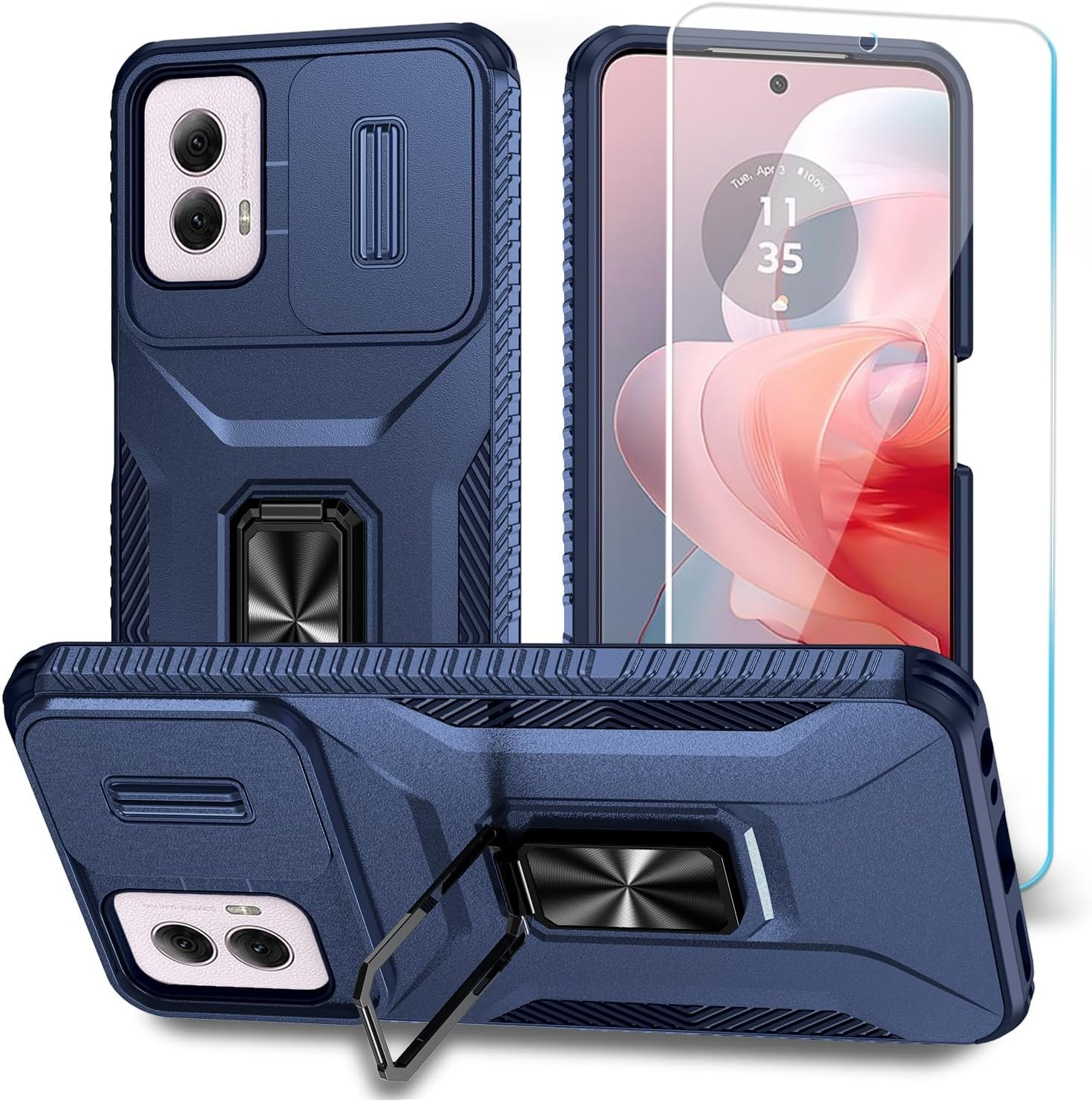 for Motorola Moto G Power 5G 2024 Case with HD Screen Protector & Slide