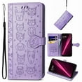 thumbnail image 1 of for Motorola Moto G Power 5G 2024 Case, Premium PU Leather Wallet Case [Cat & Dog & Flowers Embossed] Card Slots Kickstand Magnetic Closure Flip Case Cover for Moto G Power 5G 2024, Purple, 1 of 5