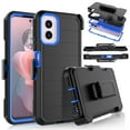 thumbnail image 1 of For Motorola Moto G Power 5G 2024 Case,Takfox Holster Phone Case with Built-in Screen Protector Swivel Belt Clip [3 Layers] Heavy Duty Full Body Protection Shockproof Kickstand Cover- Black/Blue, 1 of 8