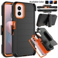 thumbnail image 1 of For Motorola Moto G Power 5G 2024 Phone Case, with [Built-in Screen Protector] Holster Belt Clip for Moto G Power 5G 2024 Ebizware Heavy Duty Shockproof Rugged Kickstand Cover - Black/Orange, 1 of 10