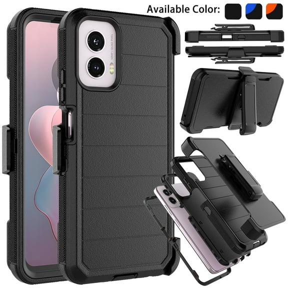 For Motorola Moto G Power 5G 2024 Phone Case, with [Built-in Screen Protector] Holster Belt Clip for Moto G Power 5G 2024 Ebizware Military Grade Heavy Duty Shockproof Rugged Kickstand Cover - Black
