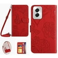 thumbnail image 1 of for Motorola Moto G Power 5G 2024 Phone Case Wallet,Crossbody Strap Women Flip Folio Cover with Card Holders Butterfly Embossed Premium PU Leather Kickstand Wrist Strap Magnetic Closure Case,Red, 1 of 13
